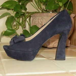 Franco Sarto Blue Suede Platform Pumps - Size 5.5